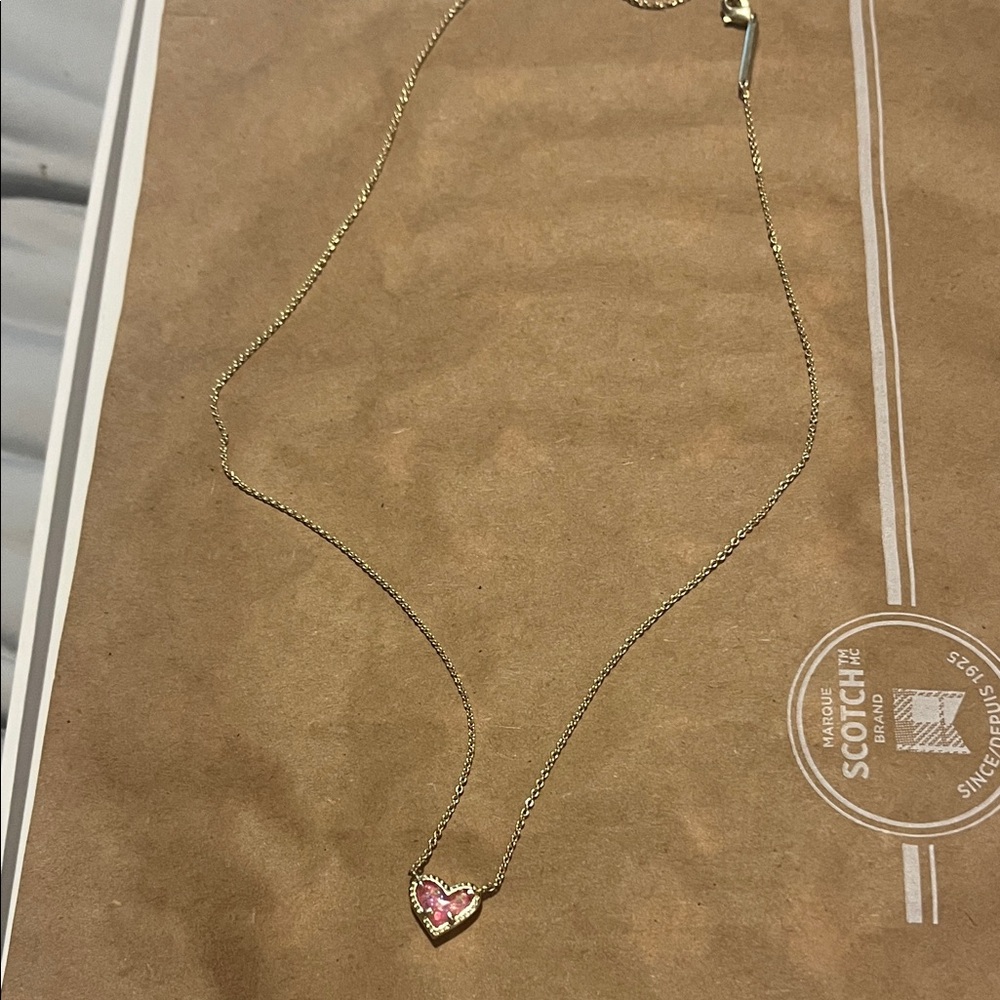 Kendra Scott Gold Necklace with Pink Heart Pendant